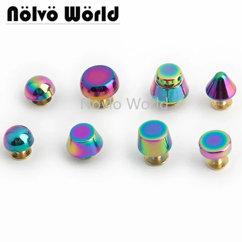 10-200PCS Rainbow Colorful Stud Chicago Screws Solid Copper Screw Rivets for Leather Bag Handbags Belt Cap Decoration Accessrise