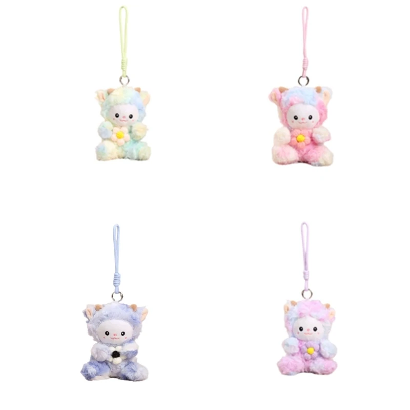 62KE Little Sheep Plush Keychain Soft Cartoon Animal Stuffed Doll Charm Holder Accessory For Daily Use