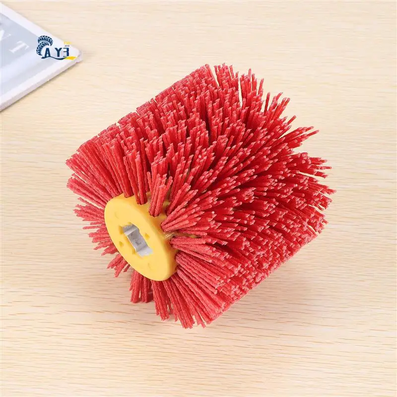AY03-красные абразивные проволочные барабанные щетки для снятия заусенцев, полировки и полировки мебели, адаптер для угловой шлифовальной машины по дереву