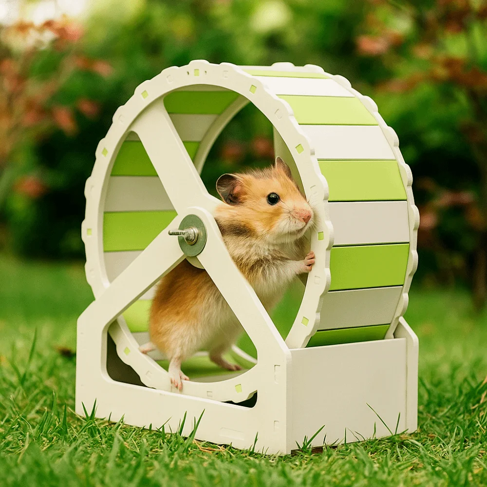 

Durable Plastic Hamster Running Wheel Stable Base Colorful Pet Hamster Bracket Silent 21cm Exercise Wheel for Small Animals