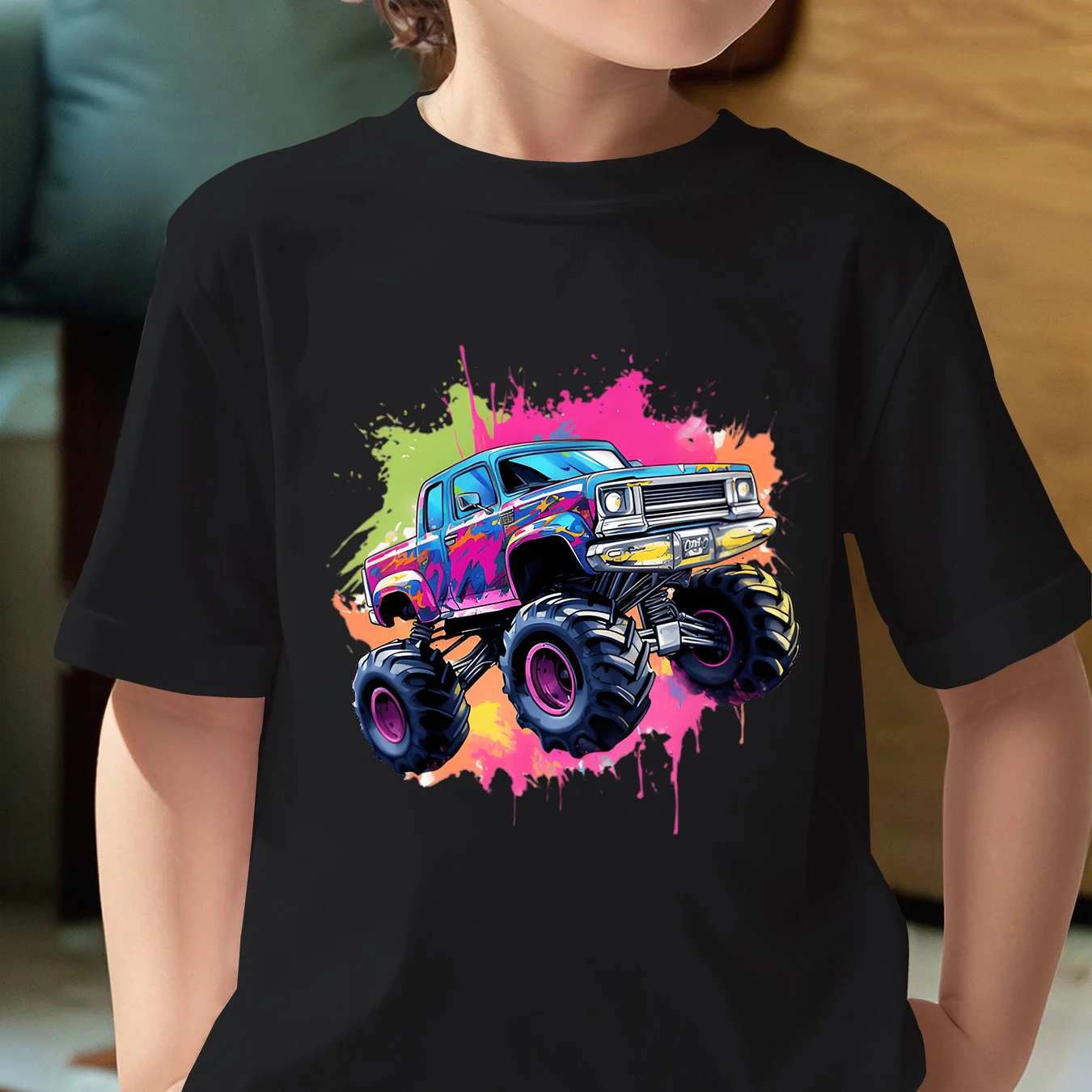 Summer Baby Boys T Shirt Off-Road Vehicle Print Cotton Tops Tees T Shirt For Boys Kids Children Outwear Clothes Tops 2-8 Year