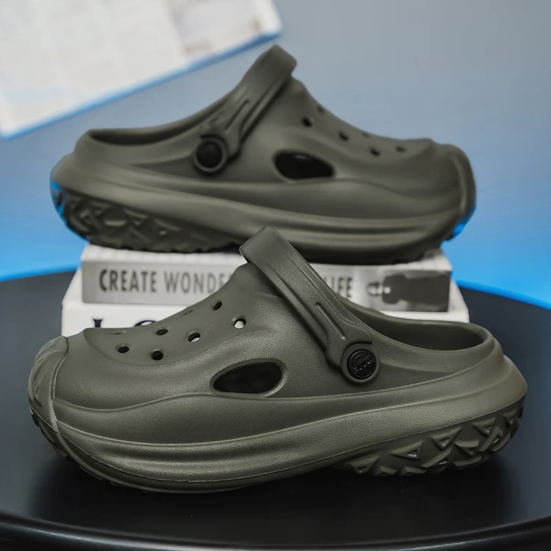 

Летние сабо для мужчин, повседневные сандалии, садовая обувь с мягкой толстой подошвой для мужчин, уличные пляжные сандалии, модные мужские тапочки с закрытым носком