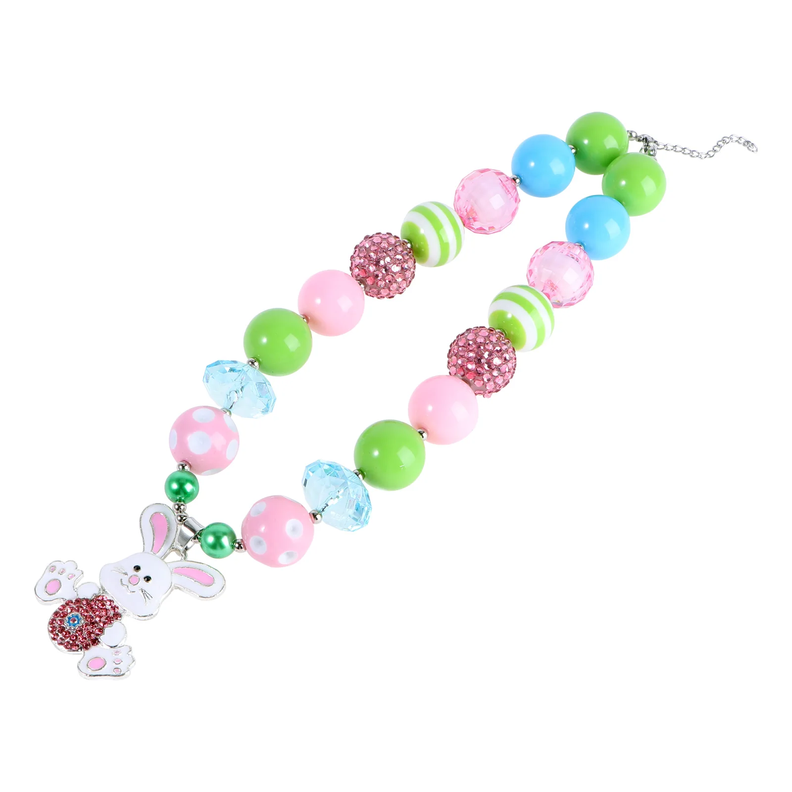 

Rabbit Pendant Necklace for Kids Chunky Bead Jewelry Set Adjustable Clasp Cartoon Rabbit Necklace Girl Accessories Birthday