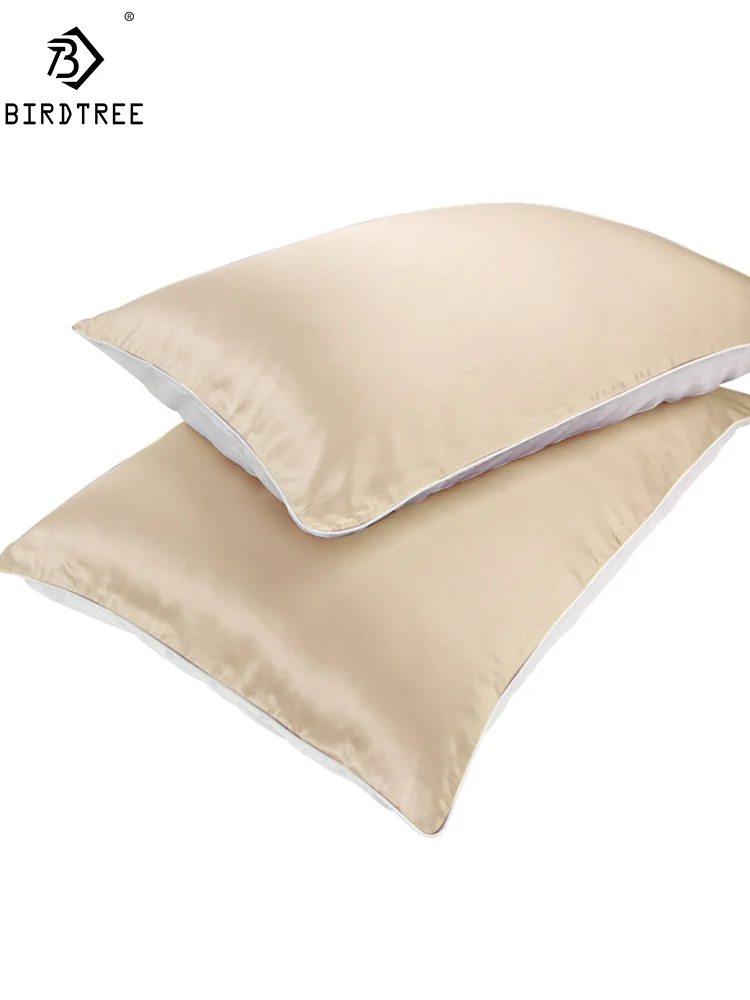 

BirdTree 19MM 100%Real Silk Pillowcase, Rolling Envelope Style Different Solid Pillow Towel, Skin Friendly 2024 Spring P43008QM