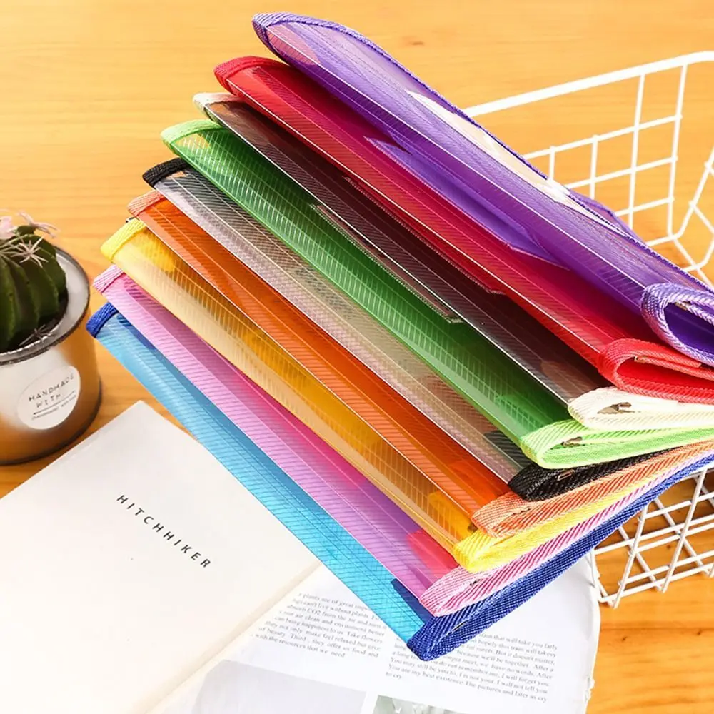 A5 File Folders Large Capacity Office Stationery Storage Pouch  Document Bag Pouch Envelope Folder PP Plastic Document Folder
