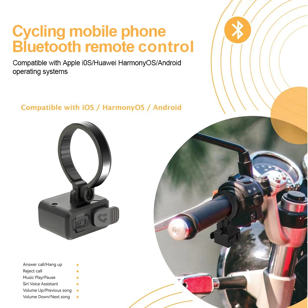 

Wireless Bluetooth 5.3 Remote Button Helmet Earphone Motorcycle/Bike Handlebar Media Controller Steering Wheel Remote Control
