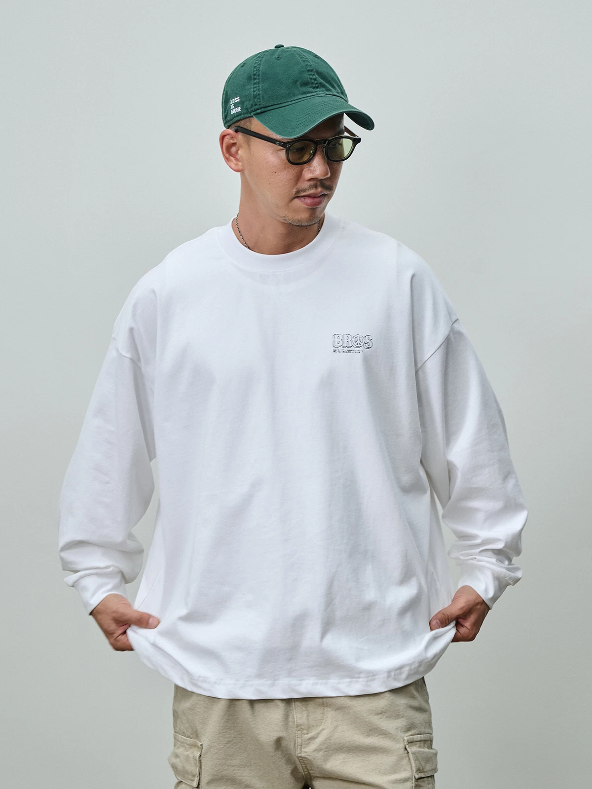 Broshood 25AW Japanese Style Loose Fit Long Sleeve round Neck Printed T-Shirt Versatile Base Layer Shirt for Youth And Adults