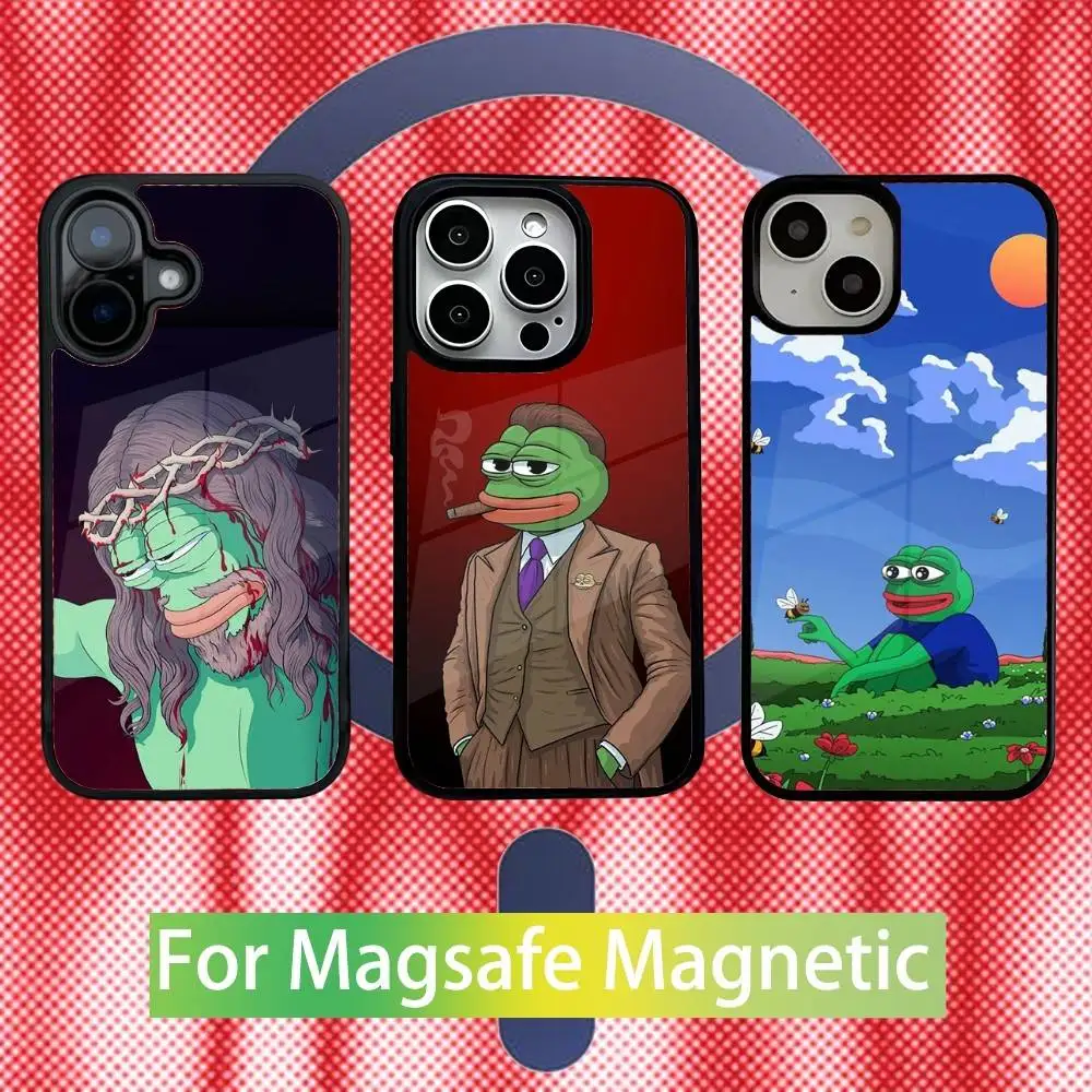 

P-Pepe the Frog Phone Case For iPhone 17,16,15,14,13,12,11 Pro,Max,Plus,Mini,Air,E Magnetic Magsafe Cover