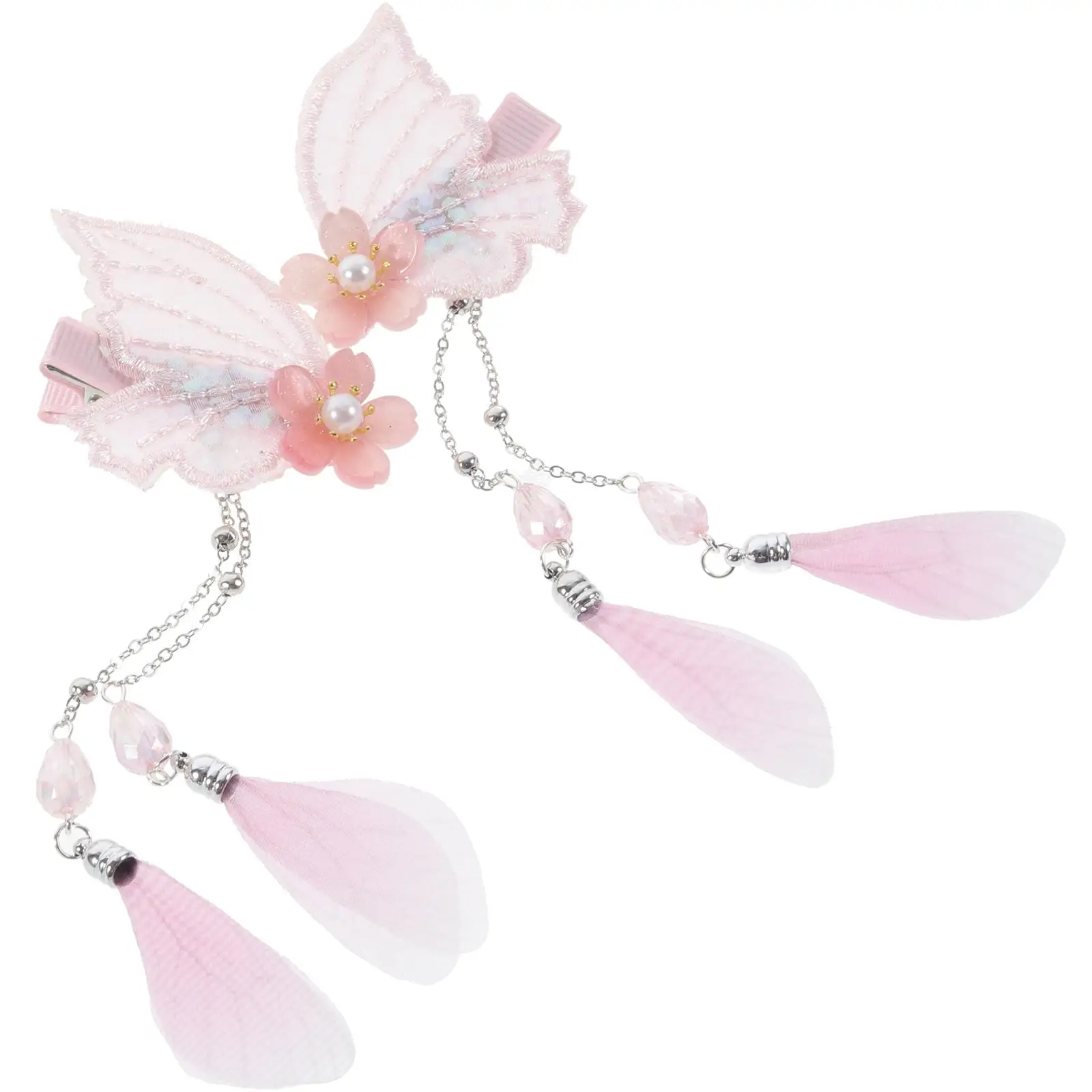 

2 Pcs Butterfly Hair Clips Lovely Duckbill Barrettes Tassel Resin Hairpins Girls Accessories Cute Headdress Hair Butterflies