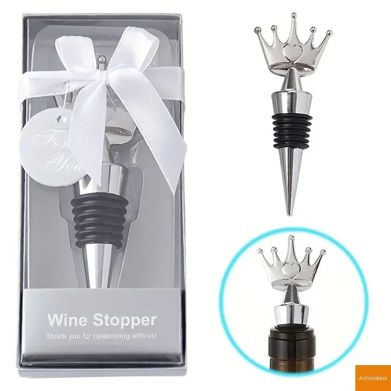 

Bar Accessories Home Bars Crown Wine Stopper Wedding Favors for Guests Birthday Anniversary Bottle Stoppers with Package Box