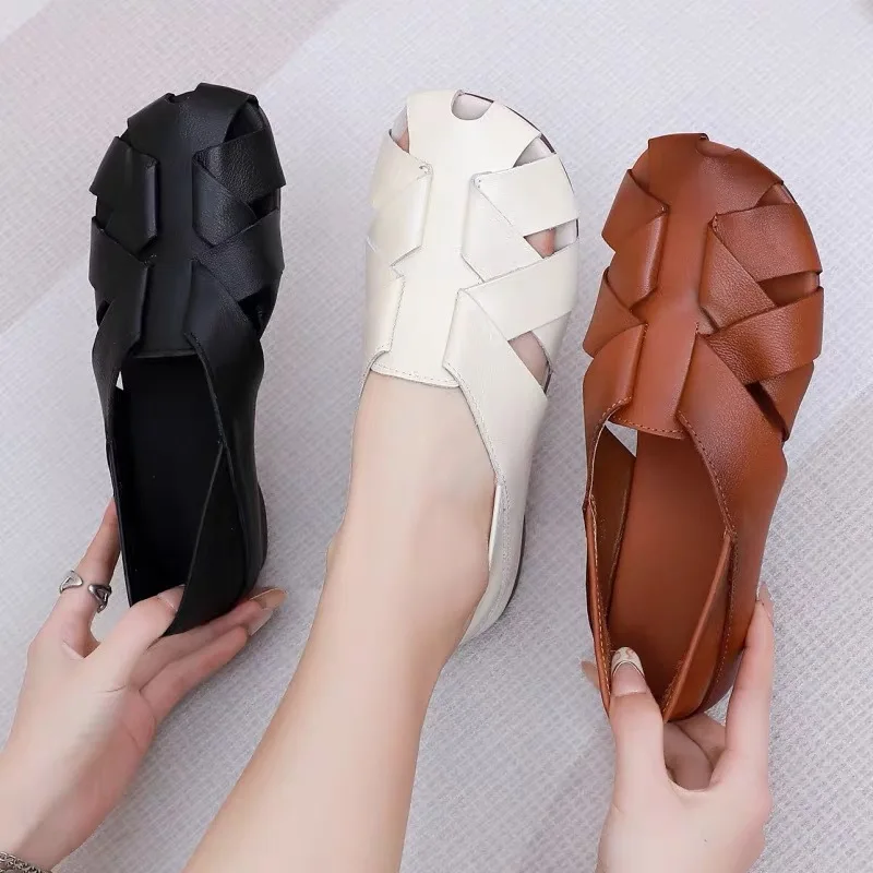 

New Luxury Gladiator Shoes Roman Sandal Women's Summer Braided Moccasines Woman Closed Toe Fisherman Sandals Ladies Ancient Shoe