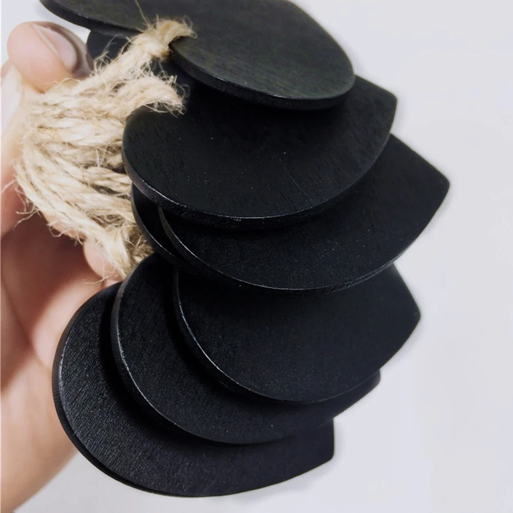 Mini Blackboard Sign Heart-shaped Wooden Hanging Tag Labels Tags with Rope Bamboo