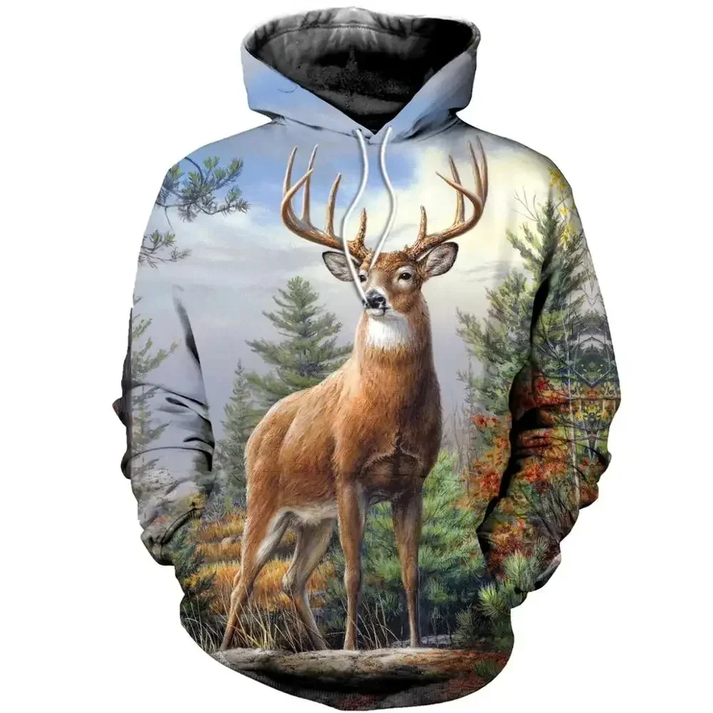 

Cute Animal Elk Fashion3D Print Hoodie Outdoor Hunting Funny Wild Boar Long Sleeve Sweatshirt Casual Large Size Unisex Pullover