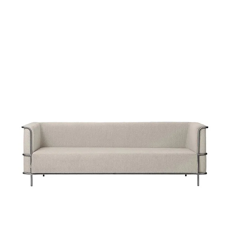 #Light Luxury Three-Lamb Fleece Traditional Stainless Steel Sectional Sofa Set New Designer Reproduction Cloth Living