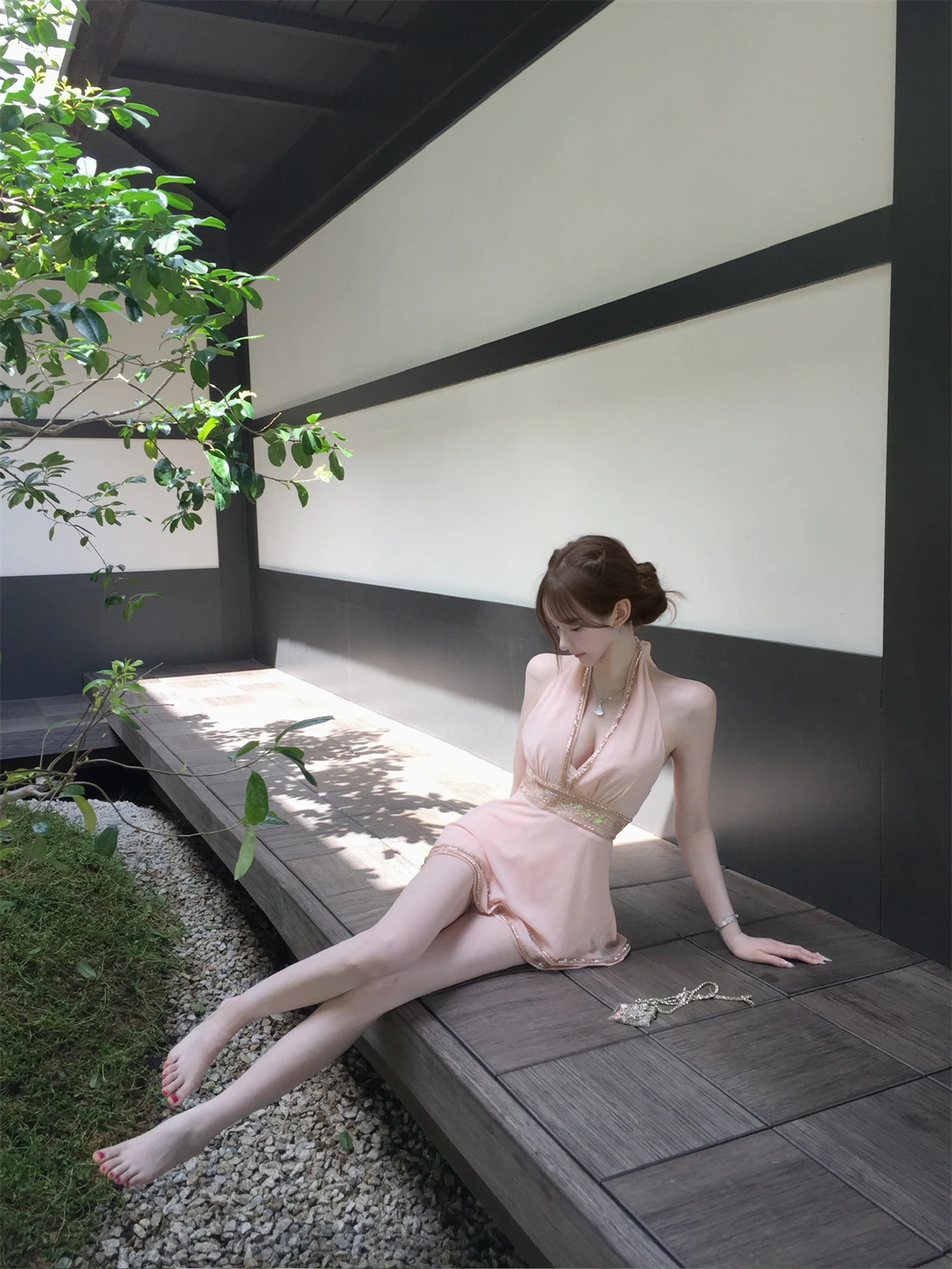 

Kikimy Handmade Heavy Work Short Neck Hanging Dress Pure Desire Beautiful Atmosphere Short Hanging Necklace Dress
