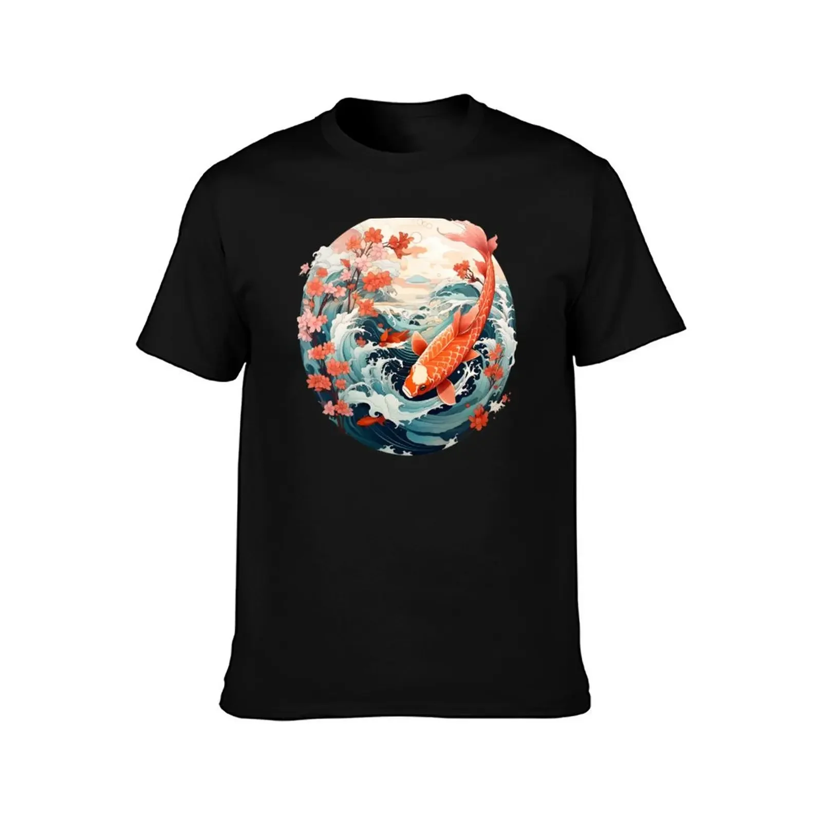 Koi & Wave in Japanese Style T-Shirt plus size clothes oversized sublime customs mens tall t shirts