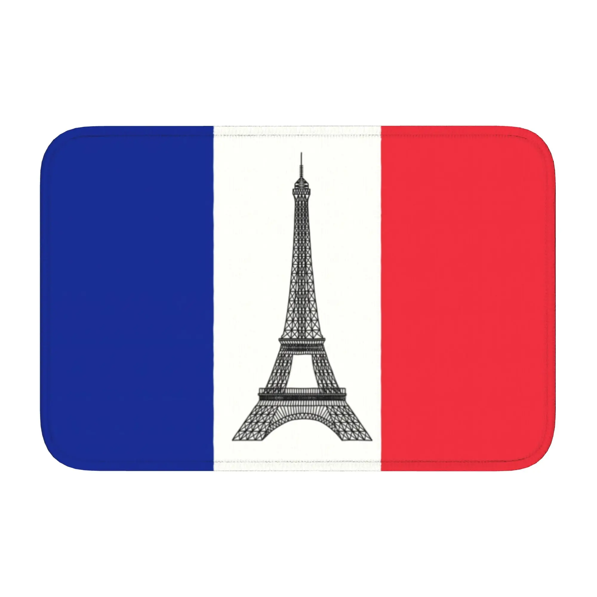 Custom Flag Of France Doormat Anti-Slip Entrance Bathroom Kitchen Floor Door Mat French La Tour Eiffel Garden Carpet Rug