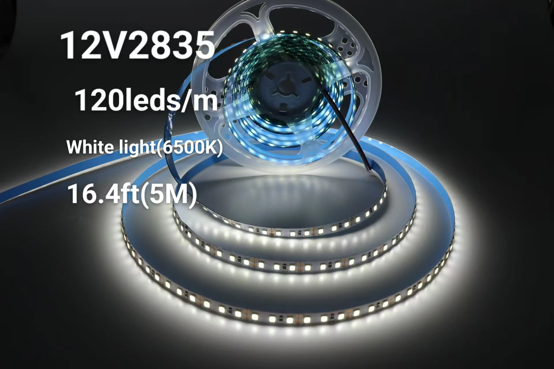 12V LED 스트립, 8mm 폭, 120 LED/M, 총 600 LED, 쿨 화이트 라이트 6500K, 테이프 라이트, 언더캐비닛 라이트, 16. 4피트(약 5m) LED 스트립 2835 LED 로프 조명 침실, 쇼핑몰 선반, 주방 장식, 실내 LED 스트립, 크리스마스 장식 조명 스트립(전원 공급 장치 없음)에 적합