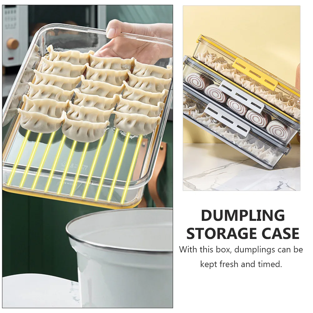 

Sealed Dumpling Box Refrigerator Holder Storage Bin Reusable Container The Pet Dust-proof