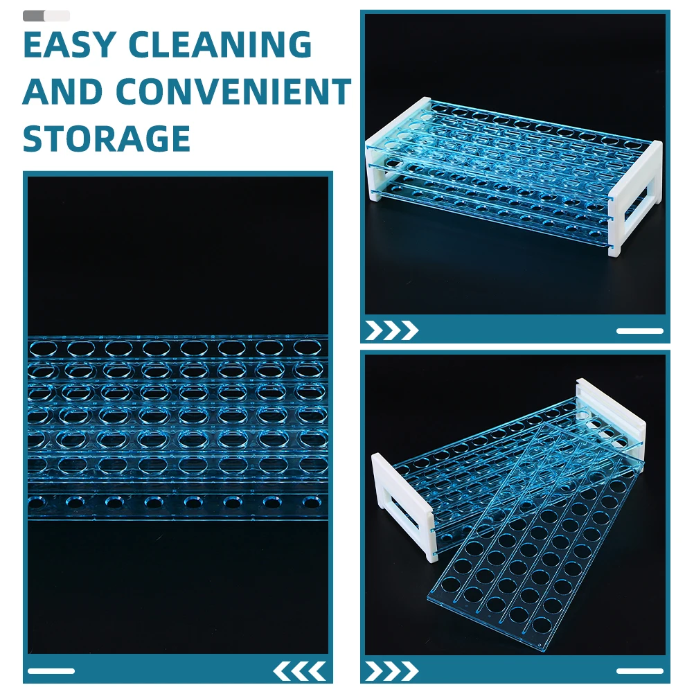 

3pcs Test Tube Rack Holder Laboratory PP Material 50 Holes Double Layers Reusable Hand Washable Storage Organizer Shelf