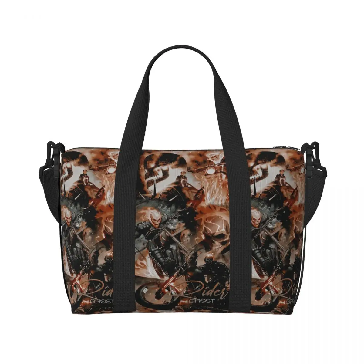 Custom Ghost Rider Wallpaper Tote Bag Women Large Capacity Gym Beach Shoulder Travel Bag