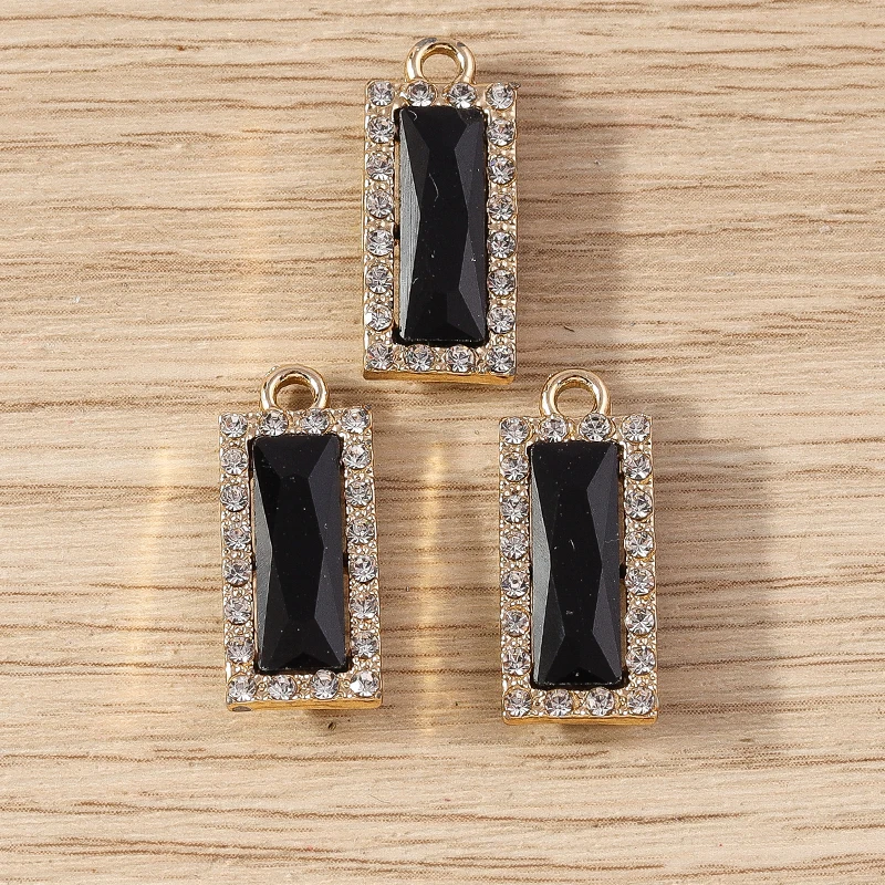 Tusember 10 Stück 9*22mm Charms Kristall-Edelstein Rechteckige Anhänger für DIY Handgemachte Hängeohrringe Halsketten Zubehör – Detail 8