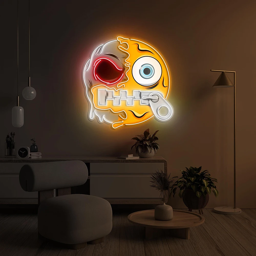 Zipper Mouth Neon Sign Custom Bedroom Gaming Room Wall Decor Led Light Sign Personalized Home Room Party Decoration Neon Lights