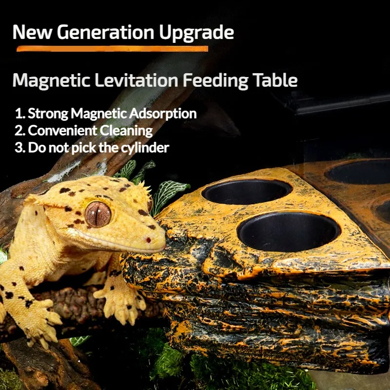 Reptile Magnetic Feeder Ledge Reptile Food Water Dish Bowl Terrarium Tank Decor Accessories for Gecko Lizard Chameleon Pets