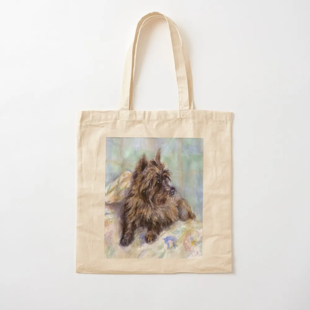 حقيبة يد نسائية من Cairn Terrier Dog Portrait Tote حقيبة تسوق قماشية للمتسوقين على الشاطئ