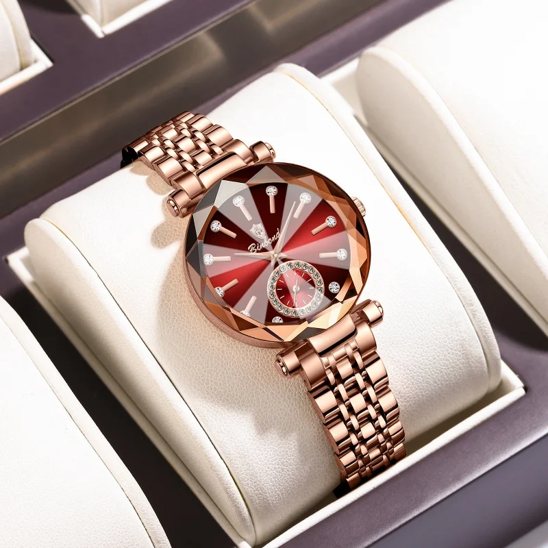 Sparkly Women's Quartz Watch Diamond Dial Solid Steel Band Reinforced Glass Waterproof Cool Wristwatch Gift for Students
