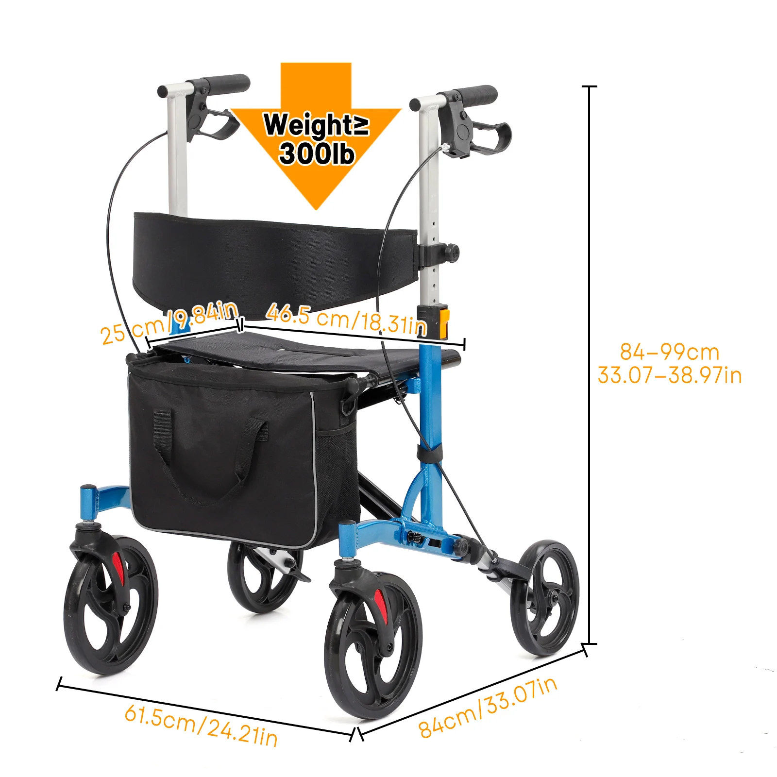 Rollator Walkers for Seniors with Seat,Folding Walker with Comfort Handle/Dual Braking System/Thick Backrest/4 Wheels