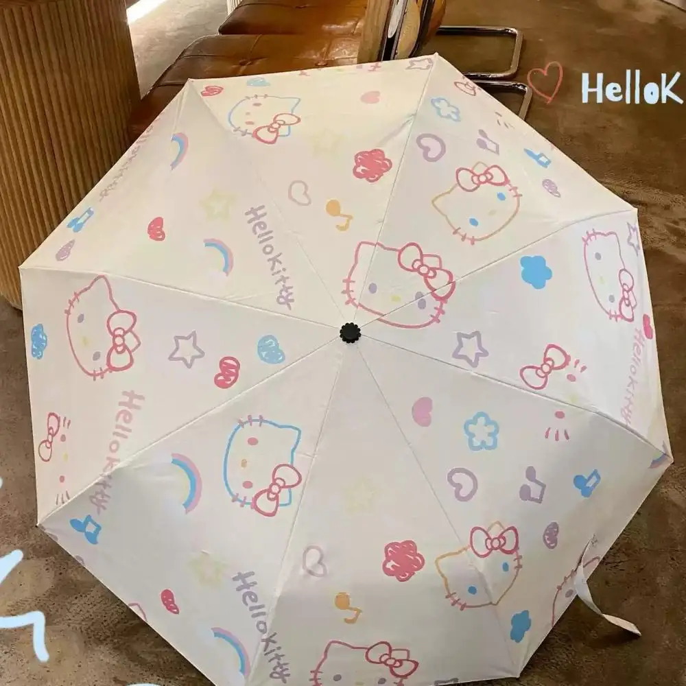 

Kawaii Fully Automatic Umbrella Sanrio Hello Kitty Sun Protection Cute Parasol Cartoon Portable Sunny Rain Dual Purpose Umbrella