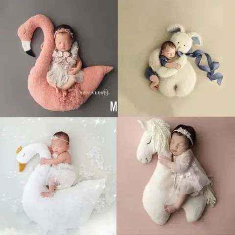 신생아 사진 촬영 소품 봉제 동물 토끼 인형 포즈 베개 사진 쿠션 사진 매트