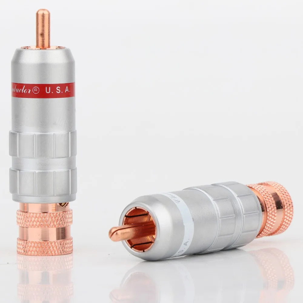 Red Copper Plated RCA Plug Audio Video Cable Adapter Solders Interconnection Signal Line Connector