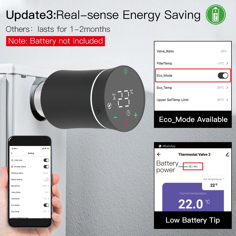 MoesHouse ZigBee3.0 TRV Tuya Nuova valvola dell'attuatore del radiatore Termostato programmabile intelligente Controllo del riscaldatore di temperatura Alexa Controllo vocale Google Controllo APP remoto