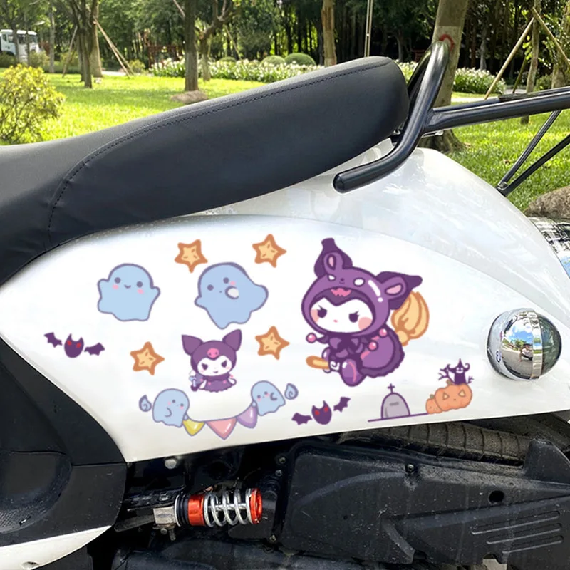 Sanrio Cute Cartoon Kuromi naklejki dekoracyjne bateria nadwozie motocykla komputer lodówka kubek wody naklejki hurtowo