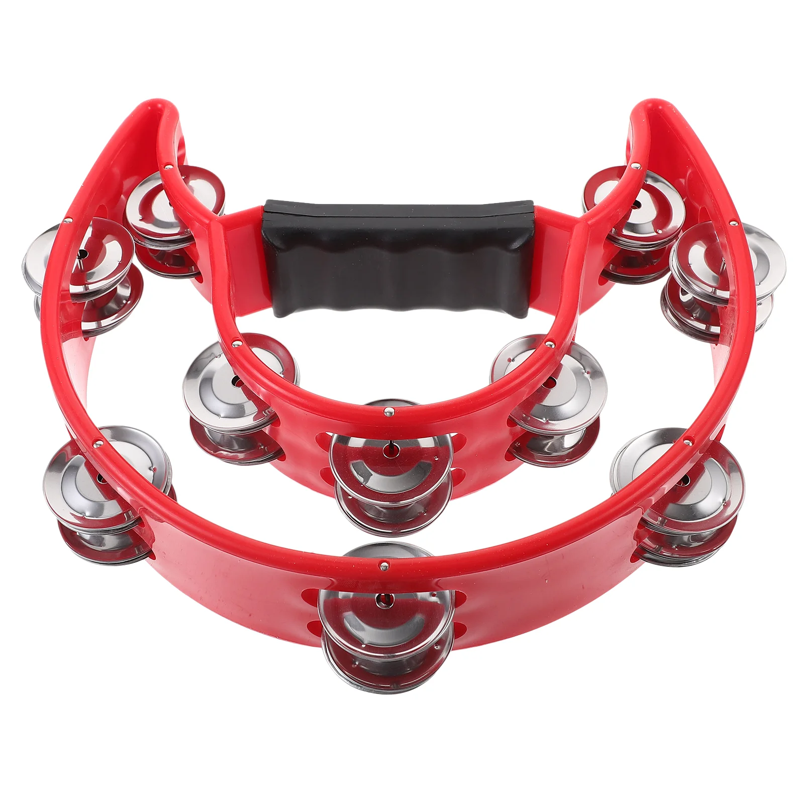 

Double Row Tambourine Half Moon Metal Musical Jingles Tambourine Hand Held (Red) moon tambourine percussion tambourine