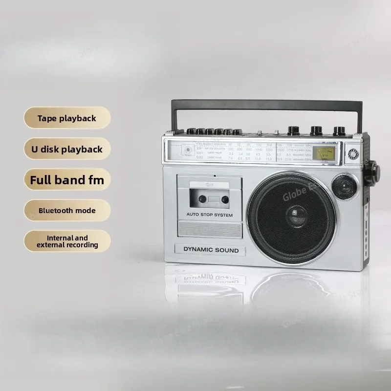 Cassette Playback Radio Cassette Recorder with USB TF Player and Bluetooth Wireless Speaker Tape Recorder, Large Volume Radio