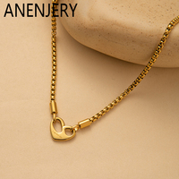 ANENJERY 316L Stainless Steel Forever Heart Letter Necklace for Women Lovers Girls Fashion Meaningful Jewelry Gifts Wholesale