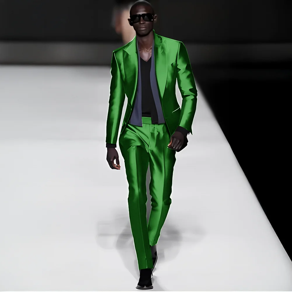 المألوف الساتان الرجال دعوى 2 قطعة دعوى الذروة التلبيب السترة السراويل الزفاف العريس سهرة عشاء حزب اللباس مخصص الرجال البدلة