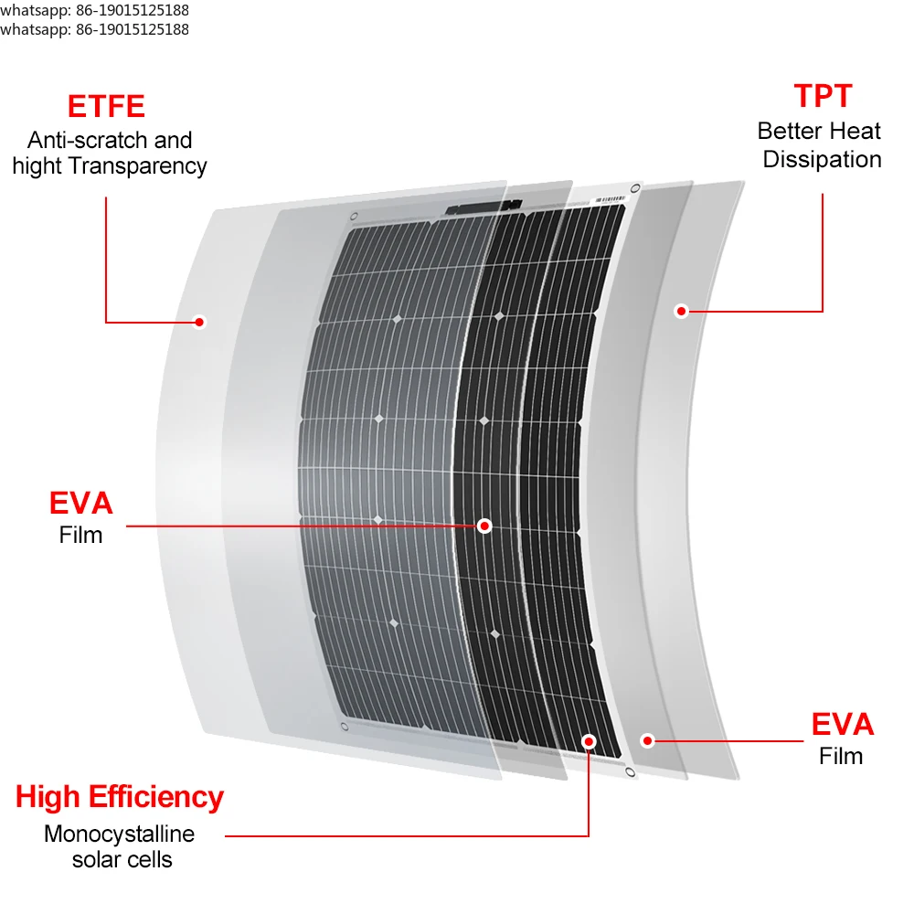 18V 10pcs 100W Flexible Solar Panel Monocrystalline Solar Panel For Car/Home Waterproof Charge 12V 1000W Solar Panel
