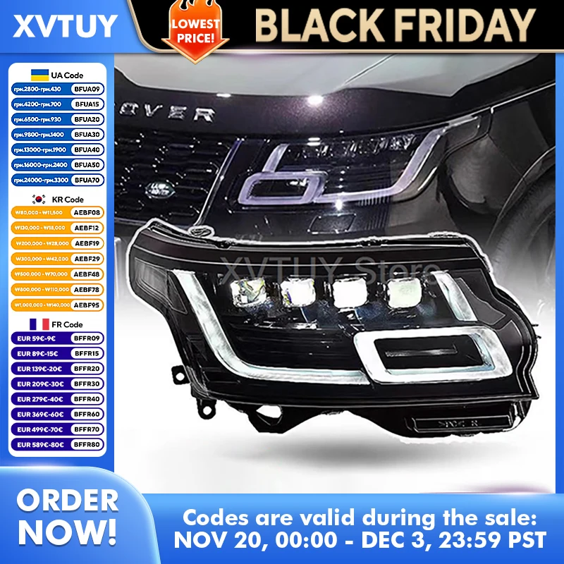 

Фары для Range Rover 2014-2017, светодиодные фары в сборе, внедорожник Land Rover, обновленные передние лампы, 4-глазый указатель поворота, автоаксессуары