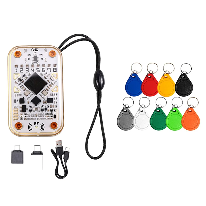 B92B-Chameleon Ultra V2.0 RFID Smart Chip Reader Emulator +9CUID Keychain 125Khz 13.56Mhz Card Decode NFC Duplicator