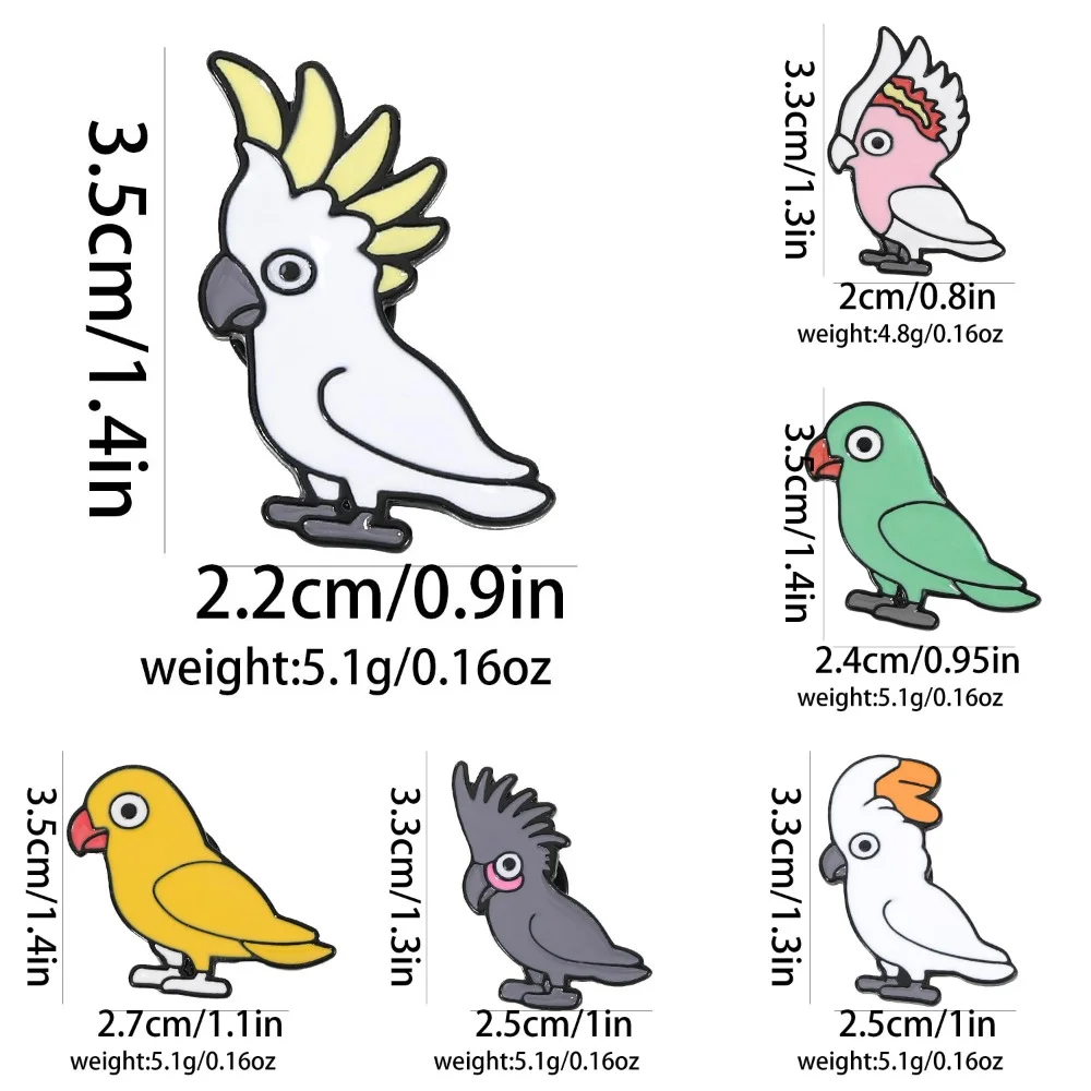 Cute Pretty Parrot Collection Pins Crested Myna Paridae Bird Enamel Brooches Cheap Jewelry Wholesale view 6