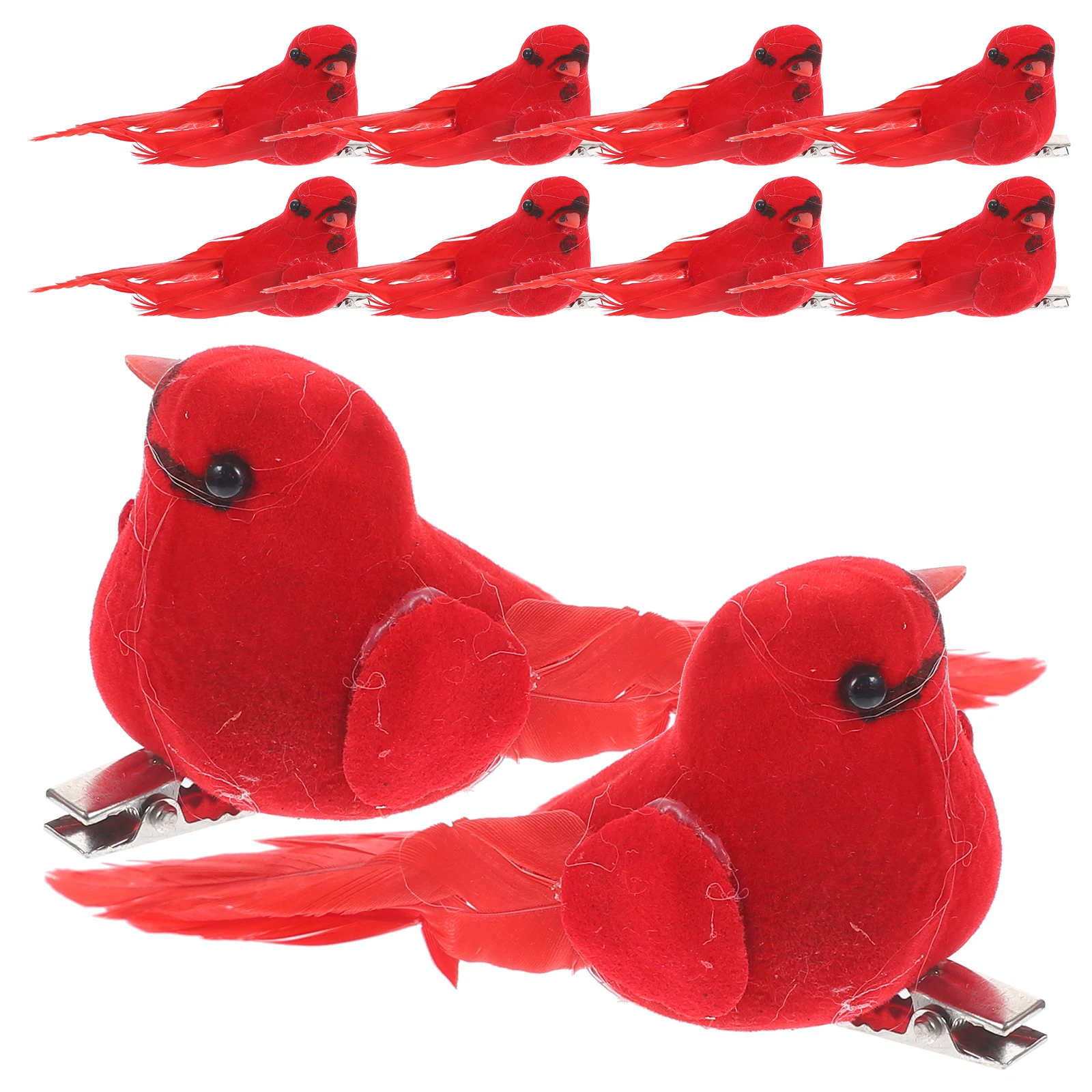 

10Pcs Realistic Red Christmas Birds with Clip Ornament for Tree Wreath Door Garland Decoration Holiday Seasonal Festivity