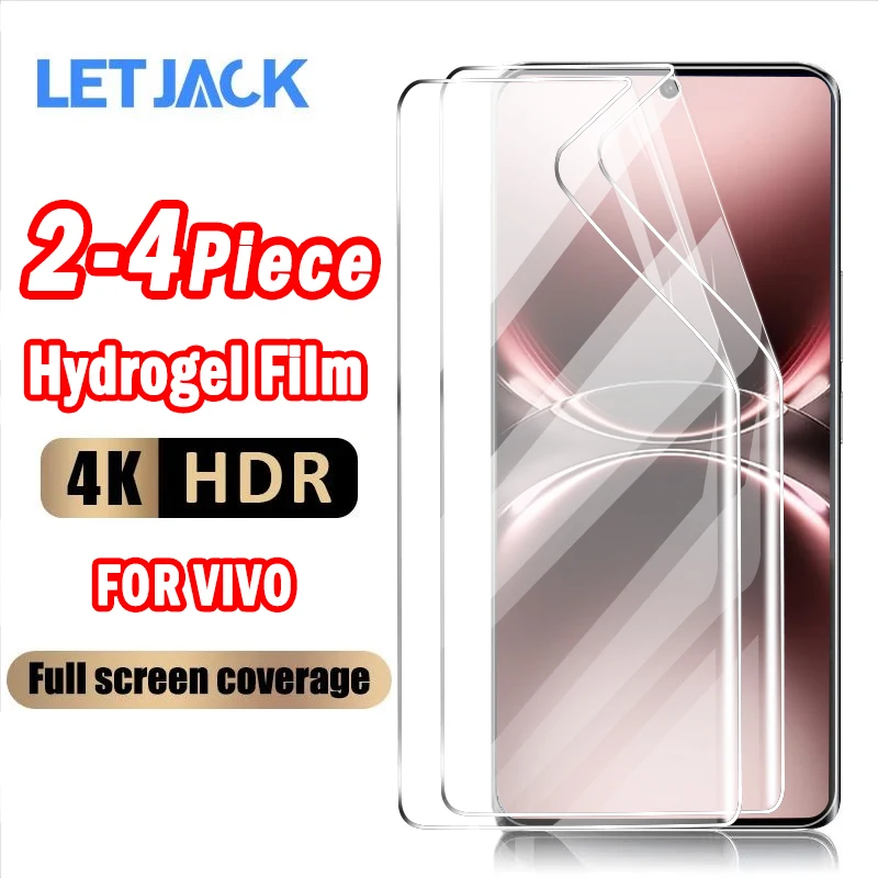 

2-4Piece Explosion-proof Hydrogel Film for Vivo X200 X100 Ultra X100S X90S X90 X80 X70 Pro+ Full Cover Curved Screen Protector
