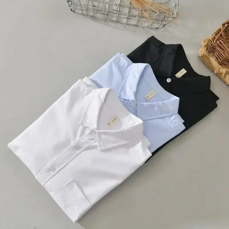 

Pure Cotton Long Sleeve Mens Shirts Four Season Daily Casual Basic Shirt Men Solid Oxford Dress Shirt Men Simple Versatile Tops