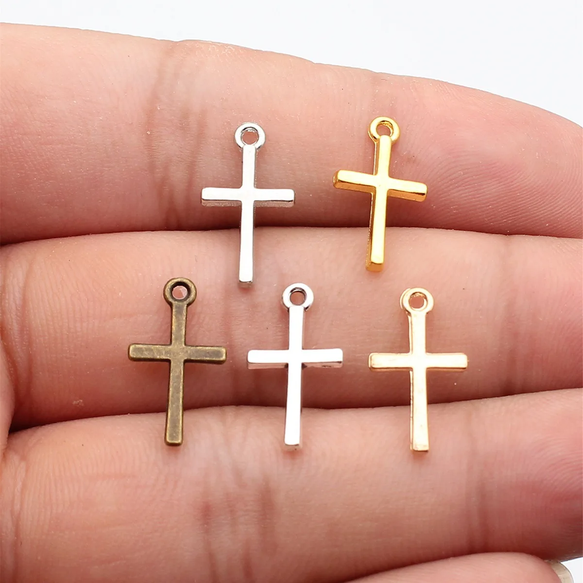 WYSIWYG 20pcs 10x18mm 5 Colors Cross Charms Pendant For DIY Jewelry Making