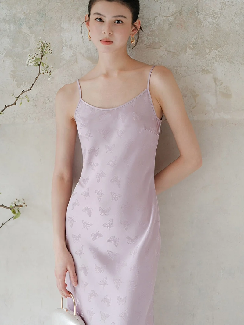 

Элегантное фиолетовое платье с цветочной вышивкой на бретелях, женское летнее модное платье с завышенной талией, длинное, романтичное, из полиэфирного волокна