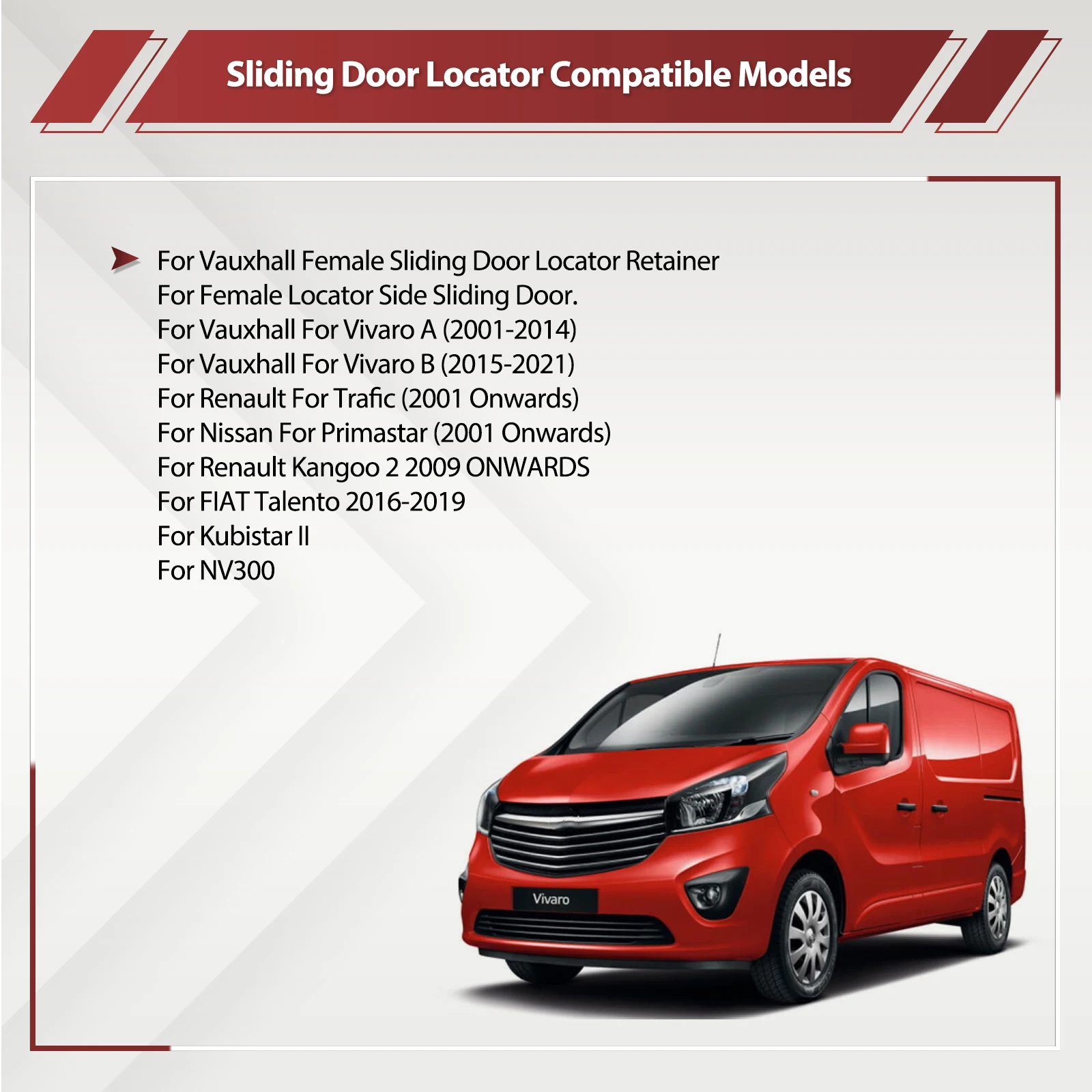 

Female Sliding Door Locator FOR Renault Trafic 2 3 Vauxhall OPEL Vivaro VIVARO A B Nissan Primastar 91167277 4414472 8200075742